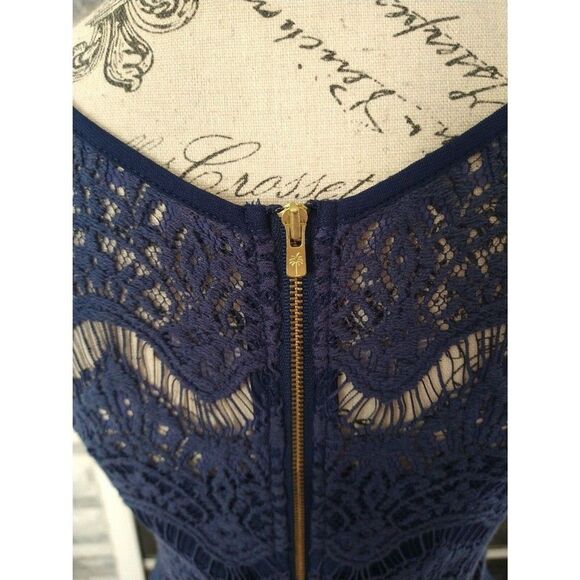Lilly Pulitzer Sleeveless Lace Dress Sm Blue Y2k Feminine Cottage Core Boho - Picture 7 of 11